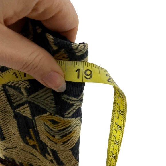 Black Brown Woven Geometric Folk Art Pattern Button Up Vest Large - Picture 7 of 7